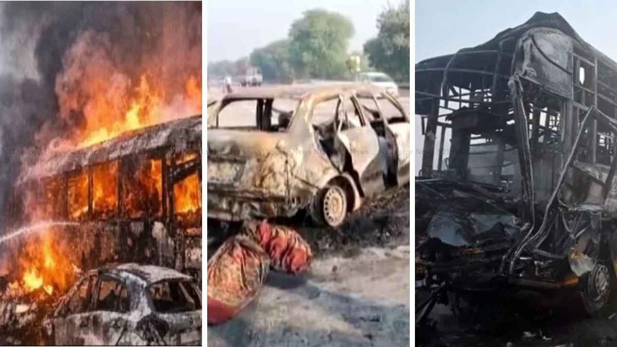 यमुना एक्सप्रेसवे हादसा: आग में घिरी बस से बच्चों को बाहर फेंक गई मां, खुद रह गई अंदर