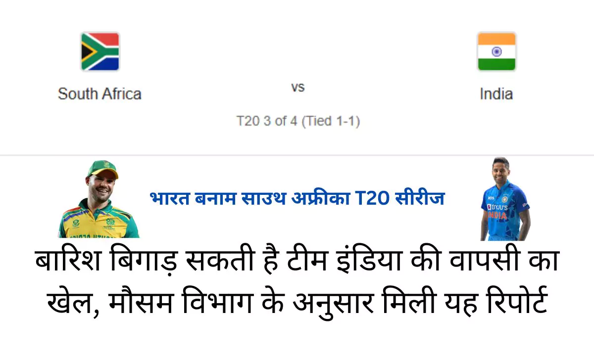 ind vs sa match weather report