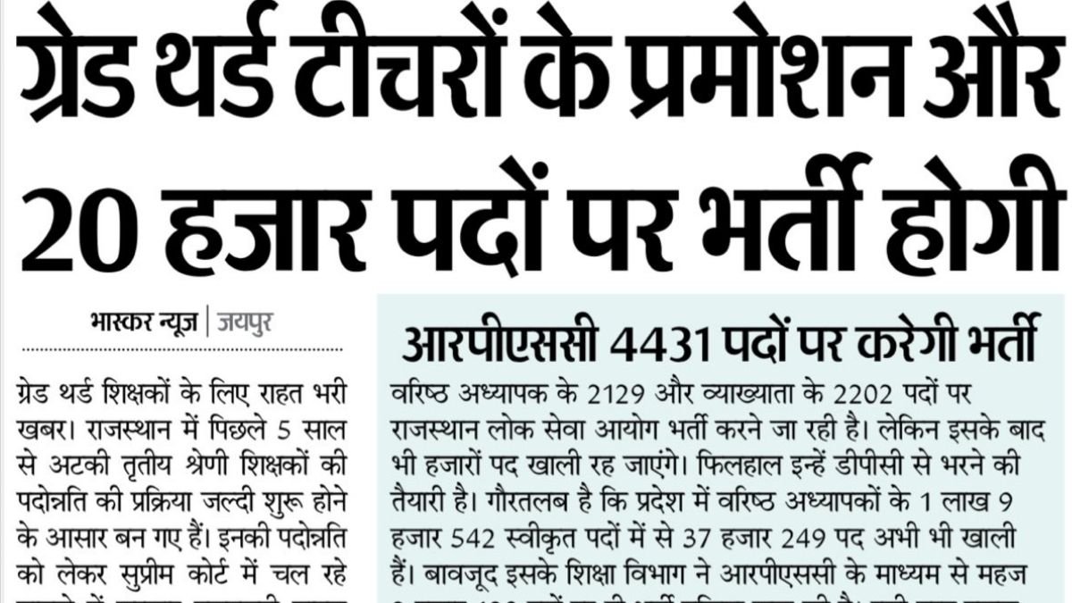 Rajasthan 3rd grade teacher recruitment 2025 20 thousand posts will be recruited, know full details