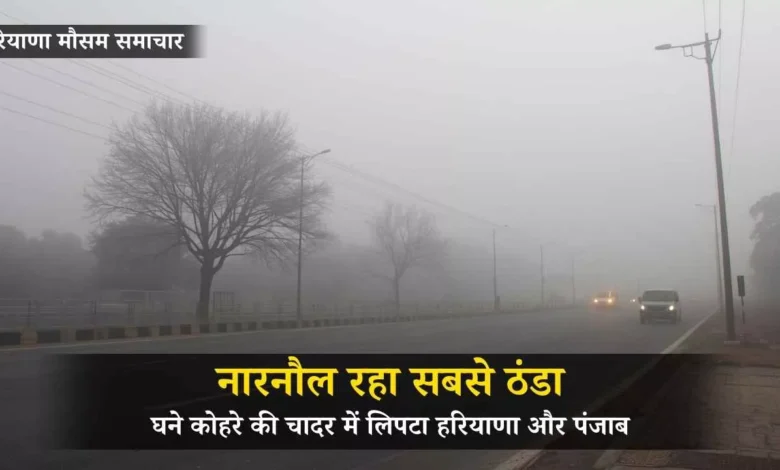 घने कोहरे की चादर में लिपटा हरियाणा और पंजाब, नारनौल रहा सबसे ठंडा, गाड़ियों की रफ्तार थमी