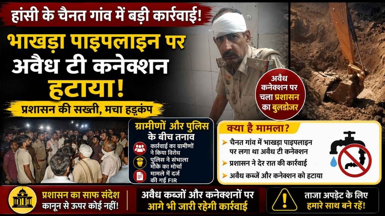 Haryana News: हांसी में भाखड़ा पाइपलाइन से टी कनेक्शन हटाने पर बवाल, पुलिस-ग्रामीण आमने-सामने