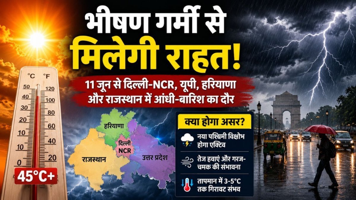 Weather Update: मौसम विभाग ने जारी किया भारी बारिश का अलर्ट, 11 जून से दिल्ली-NCR समेत इन राज्यों में होगी झमाझम बारिश