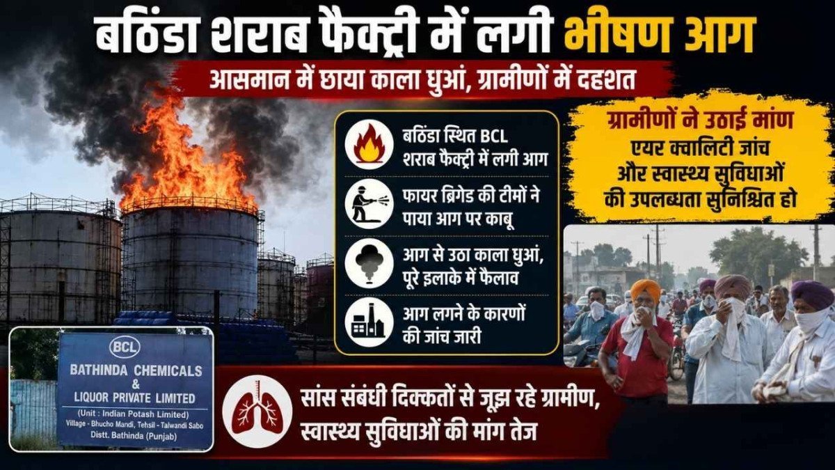 Punjab News: बठिंडा की शराब फैक्ट्री में लगी भीषण आग, काले धुएं से घिरे गांव