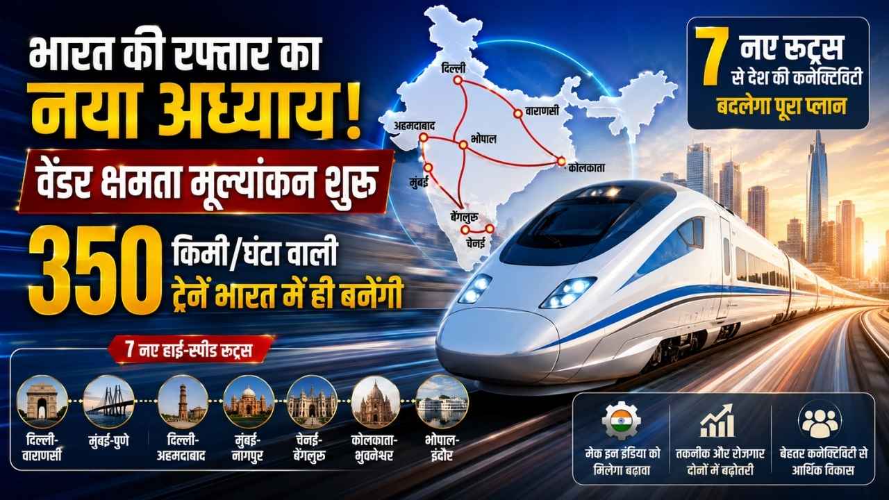 भारत पकड़ेगा नई रफ्तार: 7 नए बुलेट ट्रेन कॉरिडोर, घरेलू निर्माण का बड़ा ऐलान