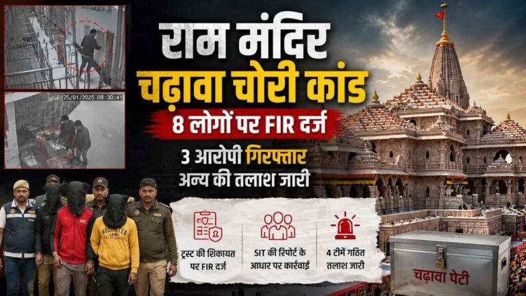 राम मंदिर चढ़ावा चोरी मामला: ट्रस्ट की FIR में 8 नामजद, 3 गिरफ्तार, 4 टीमें तलाश में जुटीं