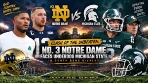 Clash of the Unbeaten: No. 3 Notre Dame Faces Underdog Michigan State in South Bend Rivalry 12 Clash of the Unbeaten: No. 3 Notre Dame Faces Underdog Michigan State in South Bend Rivalry