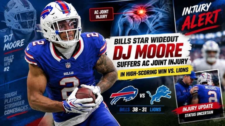 Injury Alert: Bills Star Wideout DJ Moore Suffers AC Joint Injury in High-Scoring Win vs. Lions 25 Injury Alert: Bills Star Wideout DJ Moore Suffers AC Joint Injury in High-Scoring Win vs. Lions